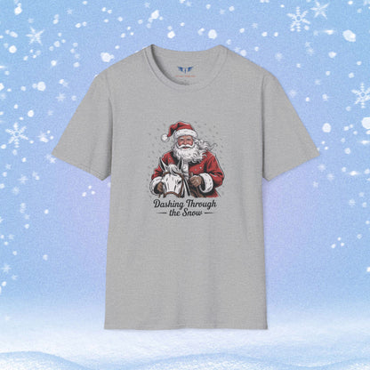 Dashing Through the Snow with Santa on a Horse Tshirt