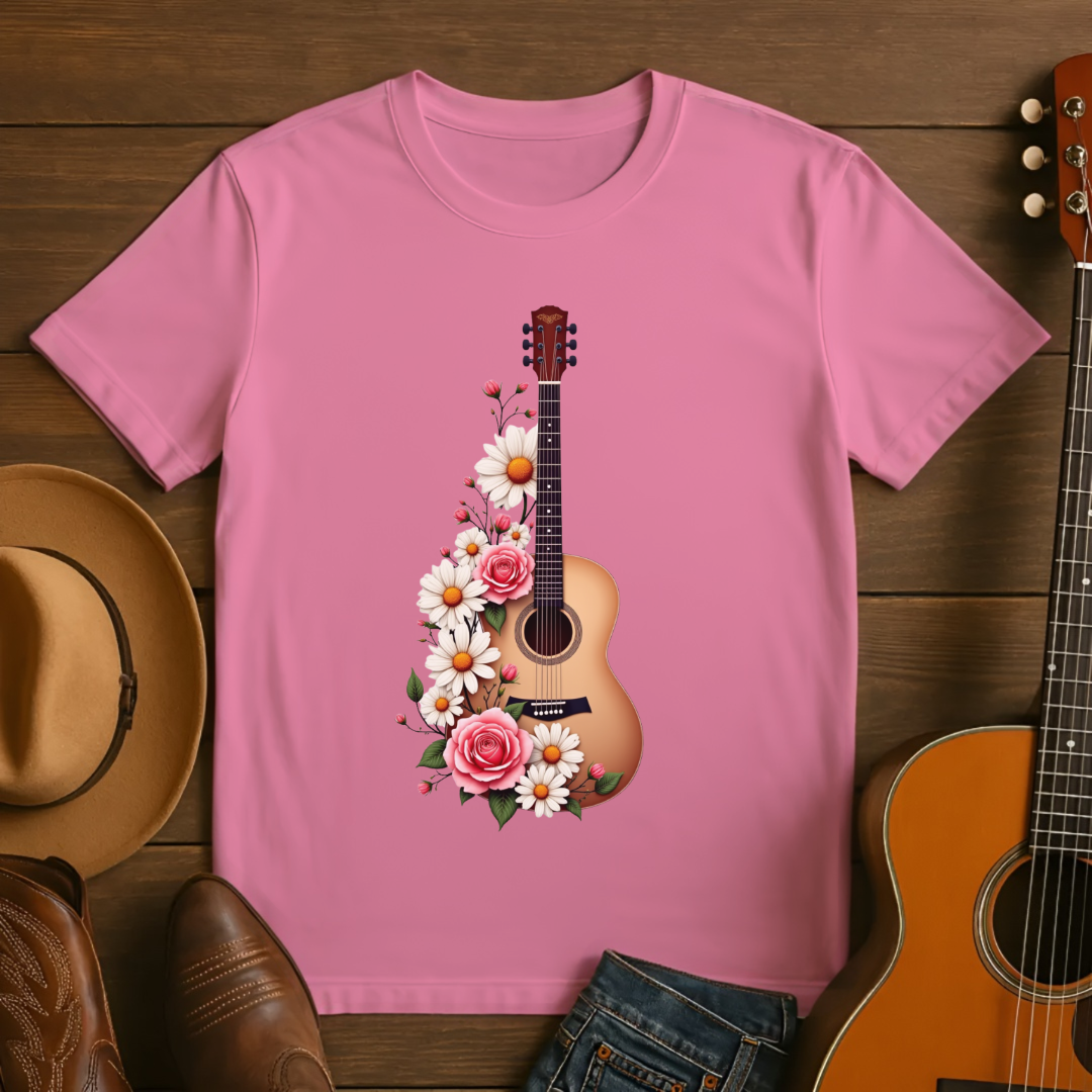 Guitar with Flowers T-Shirt
