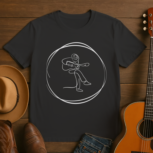 Line Art Acoustic Guitar Player T-Shirt
