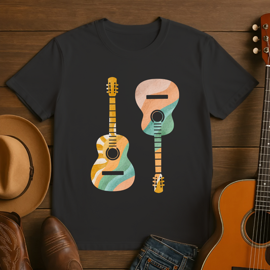 Dual Guitars Retro Sunset T-Shirt