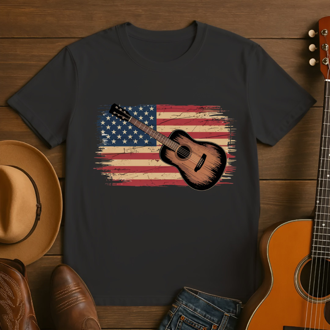 American Flag with Guitar T-Shirt