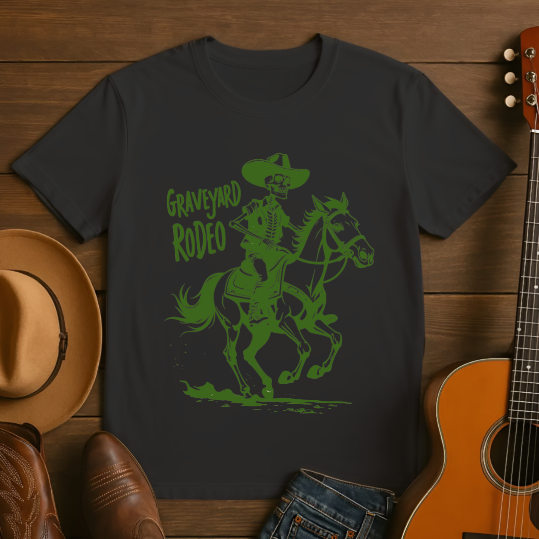 Graveyard Rodeo Rider Skeleton Cowboy T-Shirt