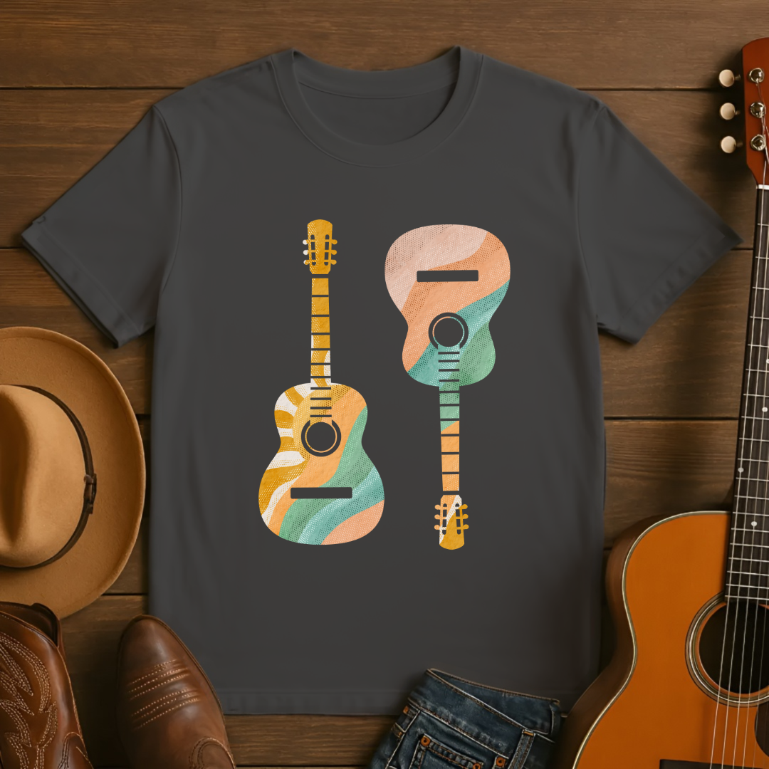 Dual Guitars Retro Sunset T-Shirt