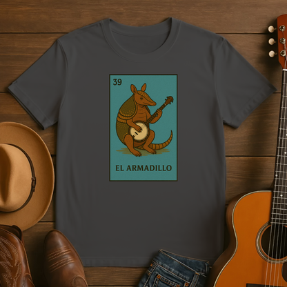Loteria Style El Armadillo with Banjo
