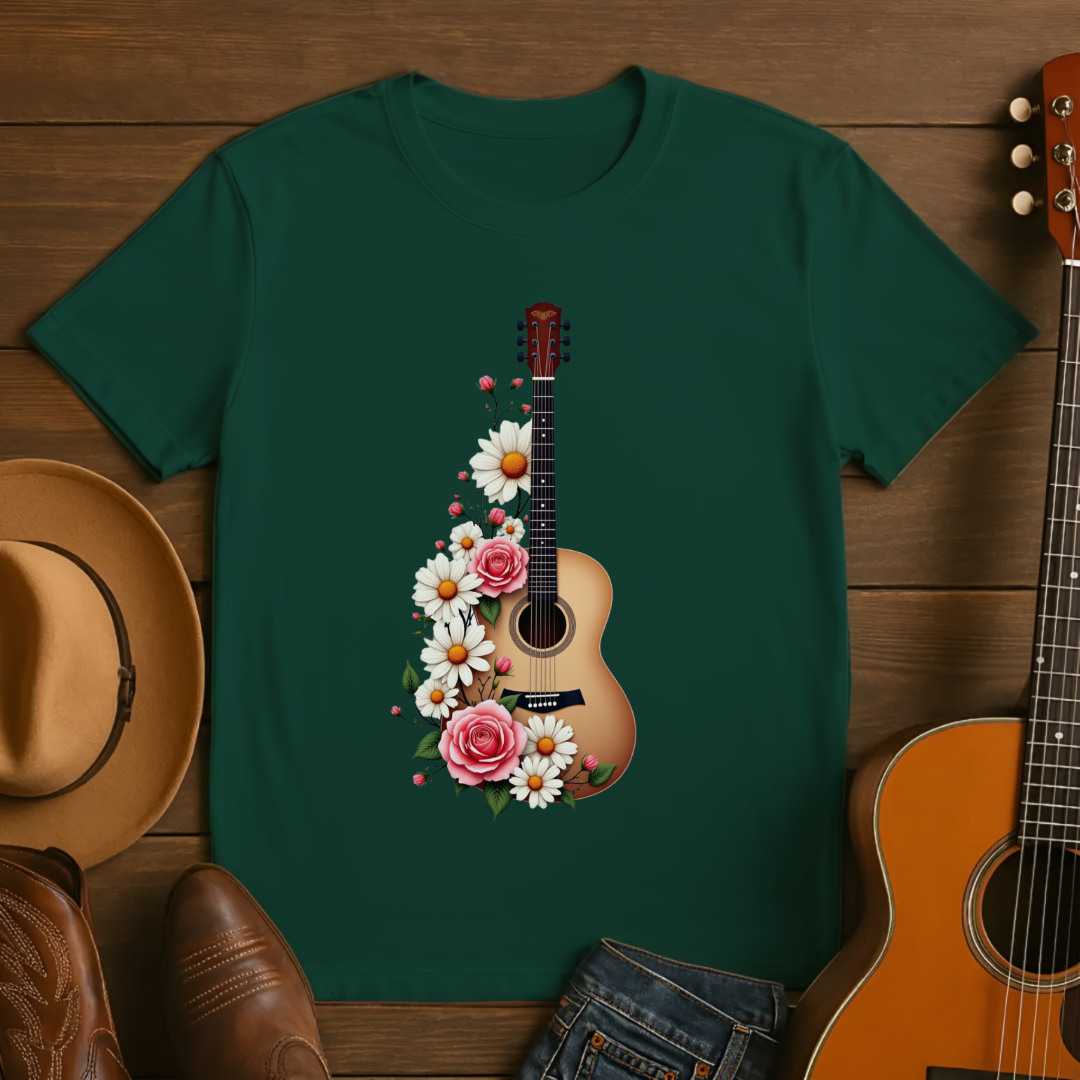 Guitar with Flowers T-Shirt