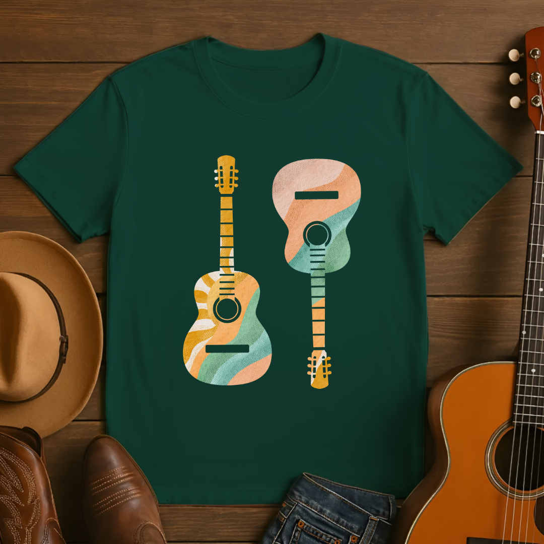 Dual Guitars Retro Sunset T-Shirt