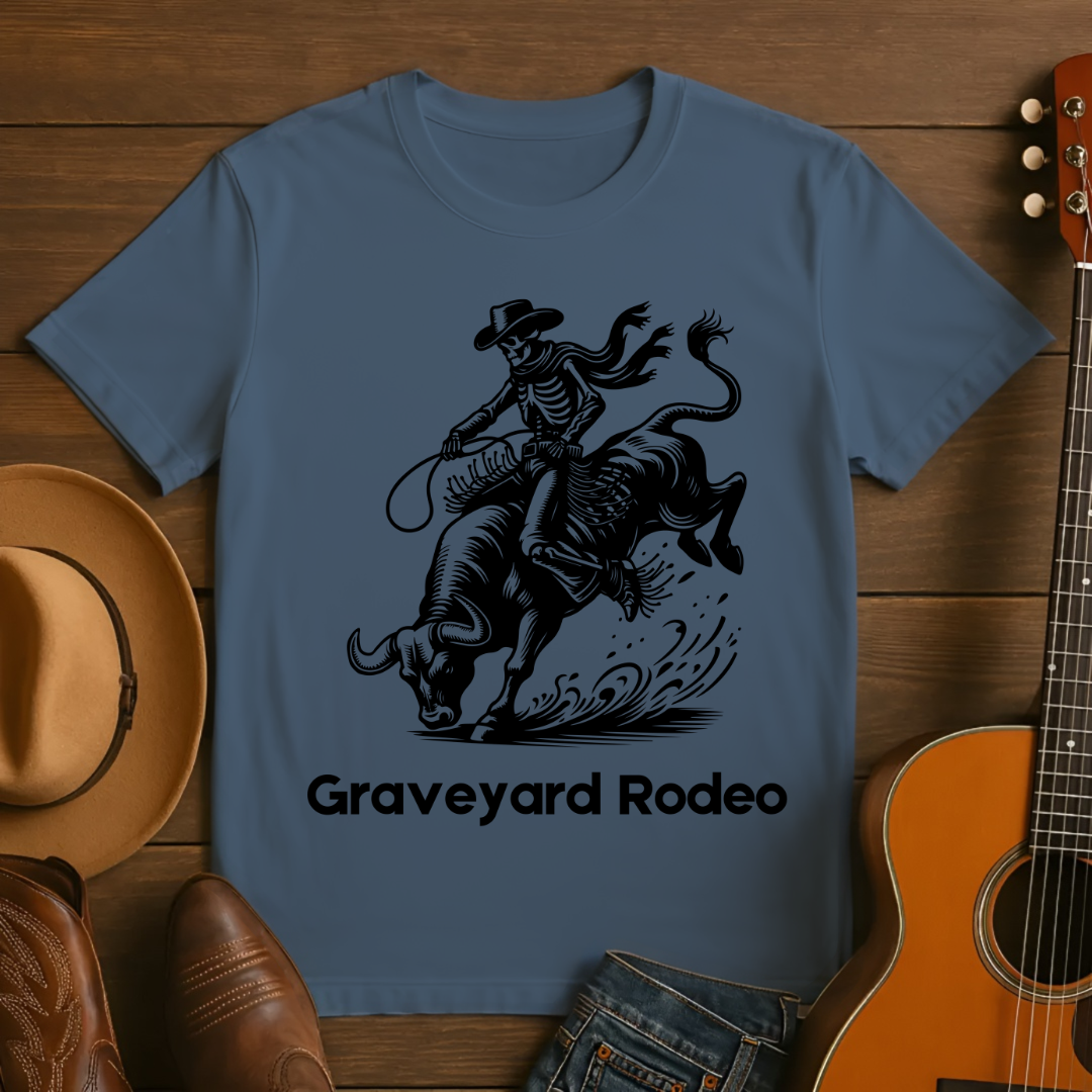 Cowboy Skeleton Bull Rider - Graveyard Rodeo T-shirt