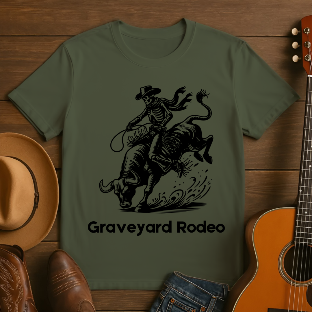 Cowboy Skeleton Bull Rider - Graveyard Rodeo T-shirt