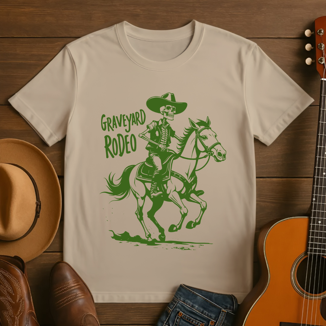 Graveyard Rodeo Rider Skeleton Cowboy T-Shirt