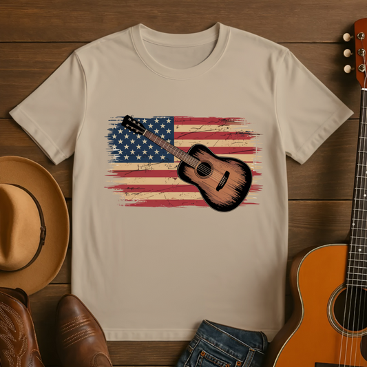 American Flag with Guitar T-Shirt