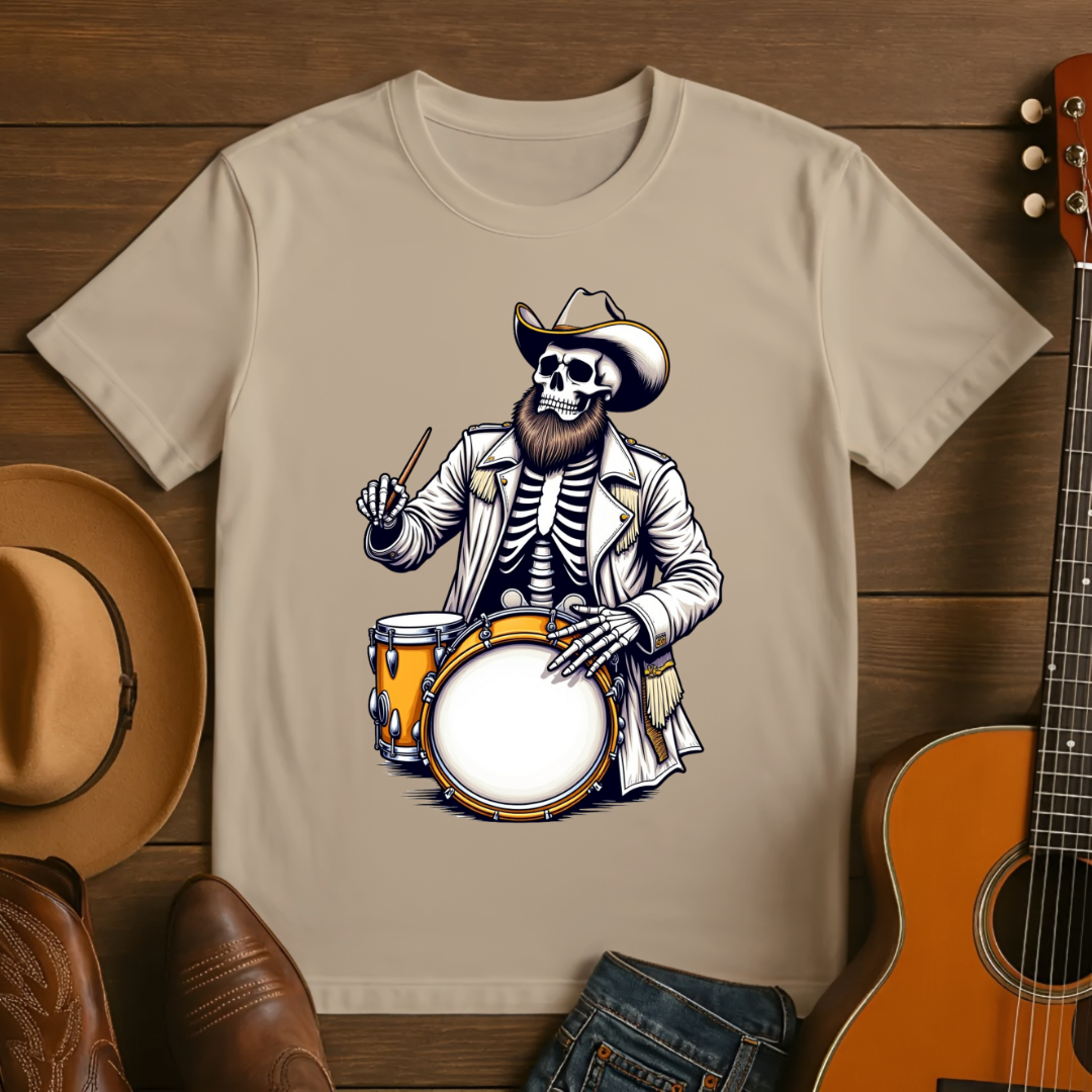 Cowboy Skeleton Drummer T-Shirt