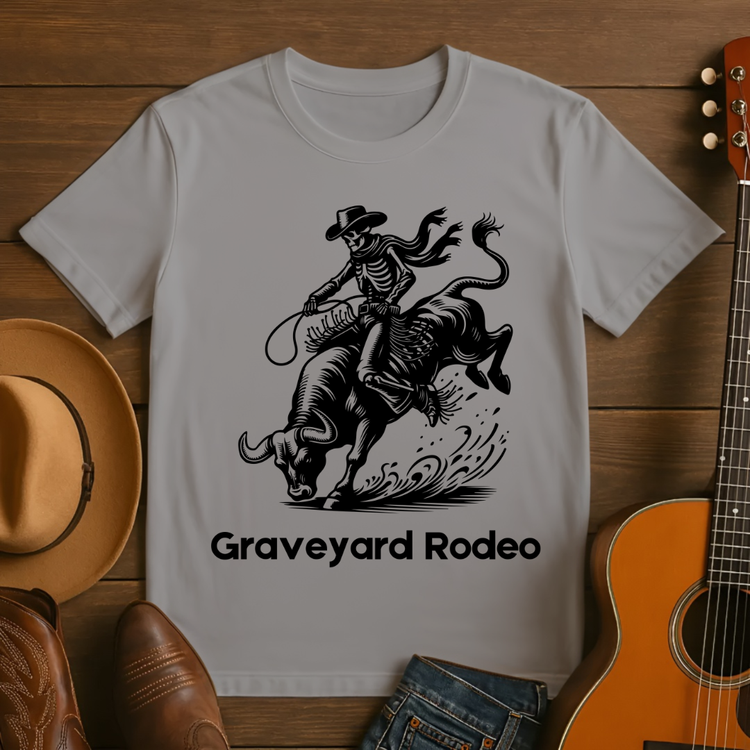 Cowboy Skeleton Bull Rider - Graveyard Rodeo T-shirt