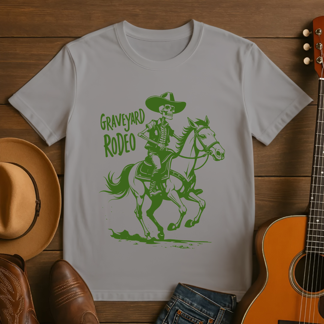 Graveyard Rodeo Rider Skeleton Cowboy T-Shirt