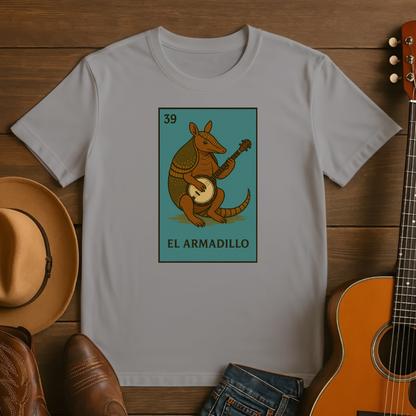 Loteria Style El Armadillo with Banjo