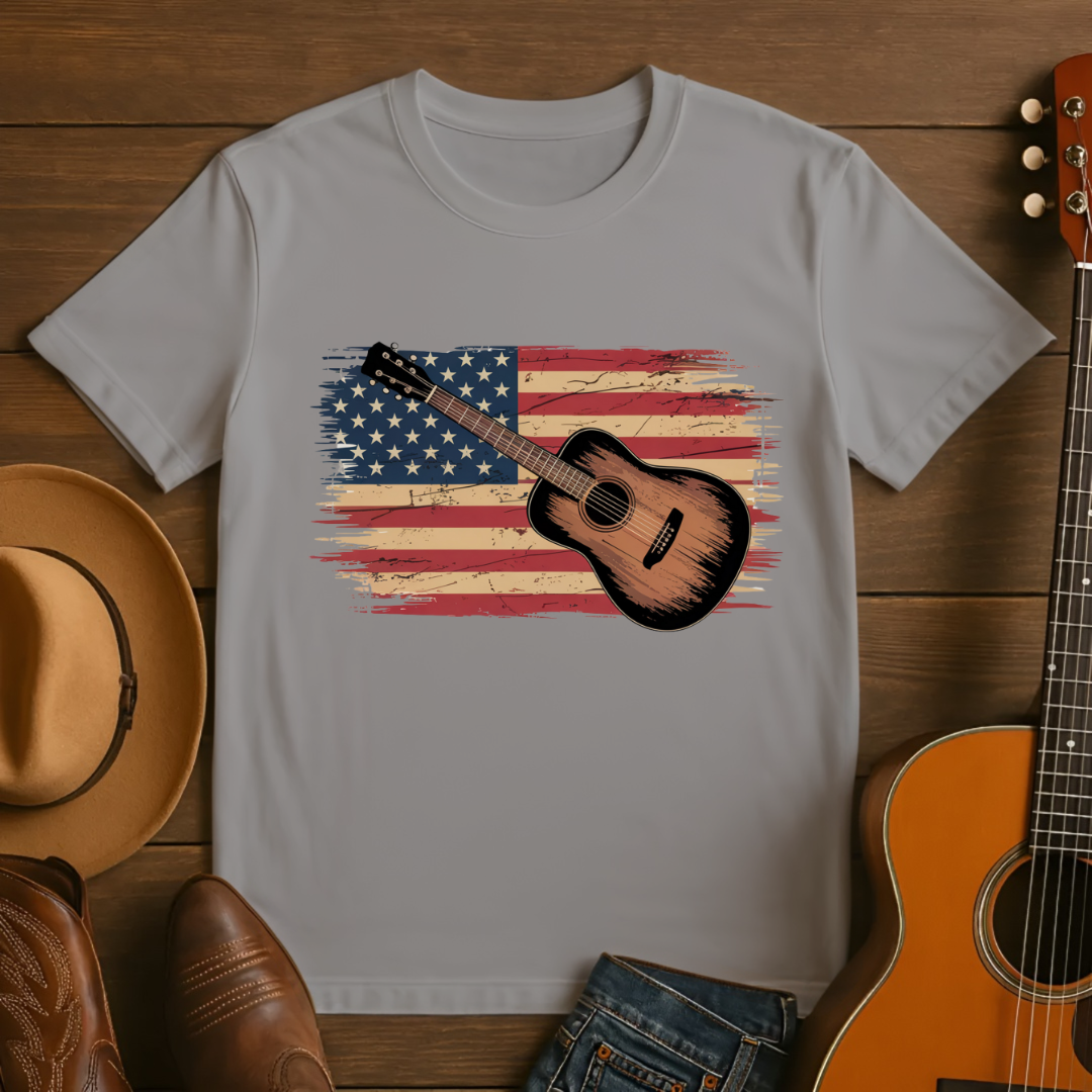 American Flag with Guitar T-Shirt