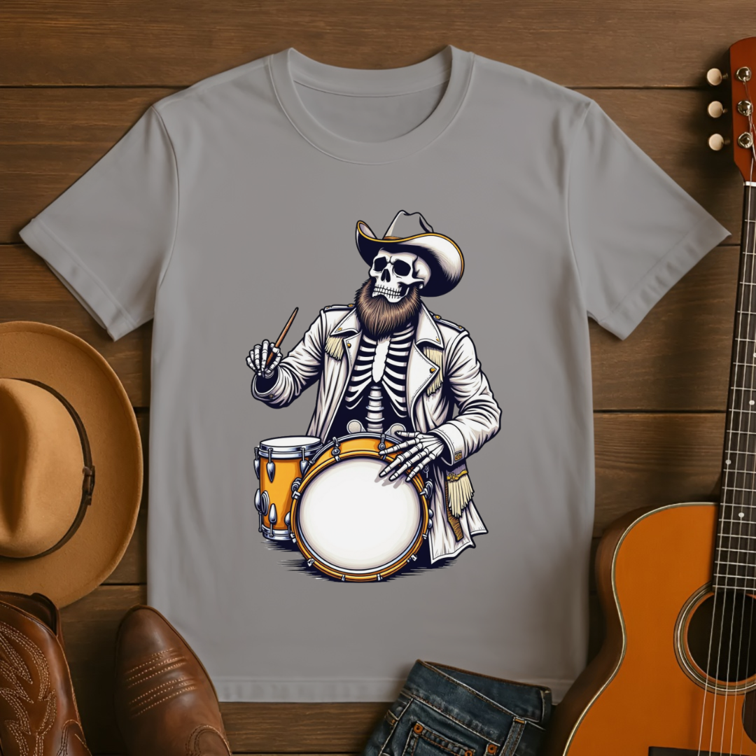 Cowboy Skeleton Drummer T-Shirt