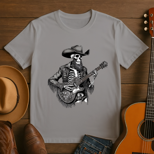 Guitar Playing Western Skeleton T-shirt
