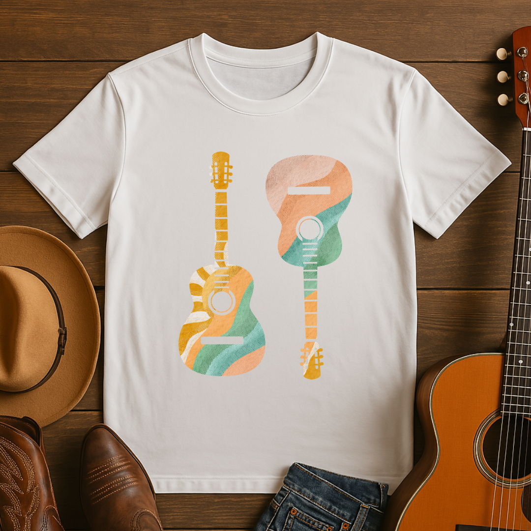 Dual Guitars Retro Sunset T-Shirt
