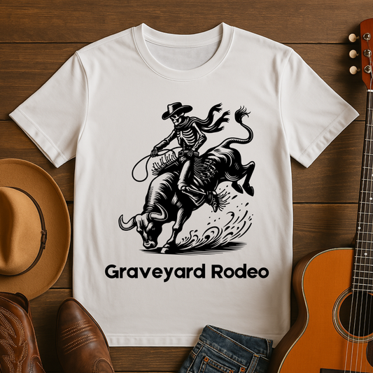 Cowboy Skeleton Bull Rider - Graveyard Rodeo T-shirt