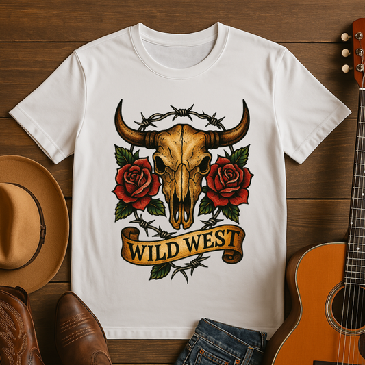 Tattoo Style Western Skull T-Shirt