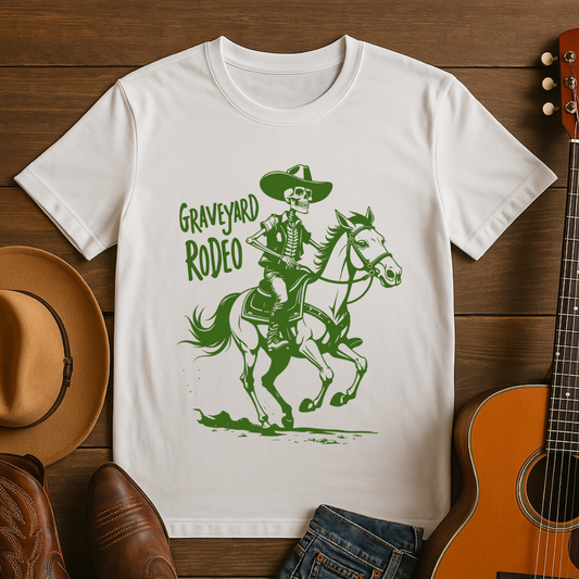 Graveyard Rodeo Rider Skeleton Cowboy T-Shirt