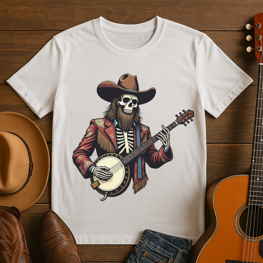 Skeleton Cowboy Banjo Player T-Shirt