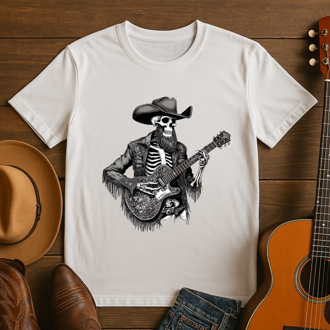 Guitar Playing Western Skeleton T-shirt