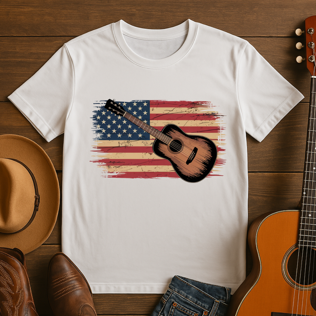 American Flag with Guitar T-Shirt