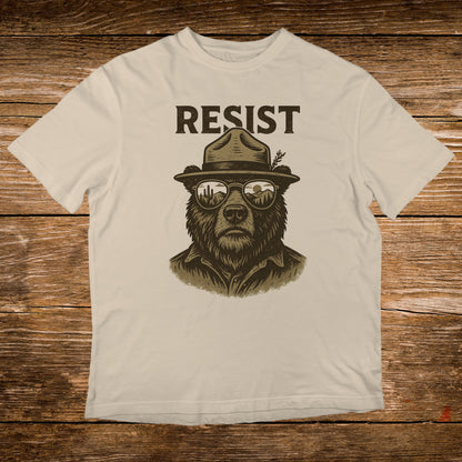 Resist Bear Wearing Hat and Sunglasses Graphic T-Shirt